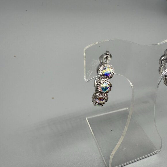 New Karis STS Swarovski Crystals Hoop Earrings Party Cocktail Evening Elegant - Picture 3 of 9